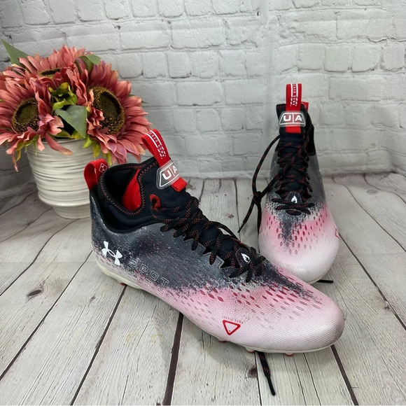 Under Armour UA football Cleats spotlight Lux MC 2.0 black and red size 14 - Picture 1 of 14